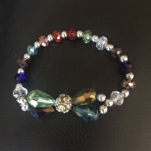 Crystal  Multi-colored Beaded Bracelet NWOT
